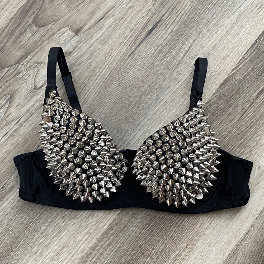 Studded Black Bra